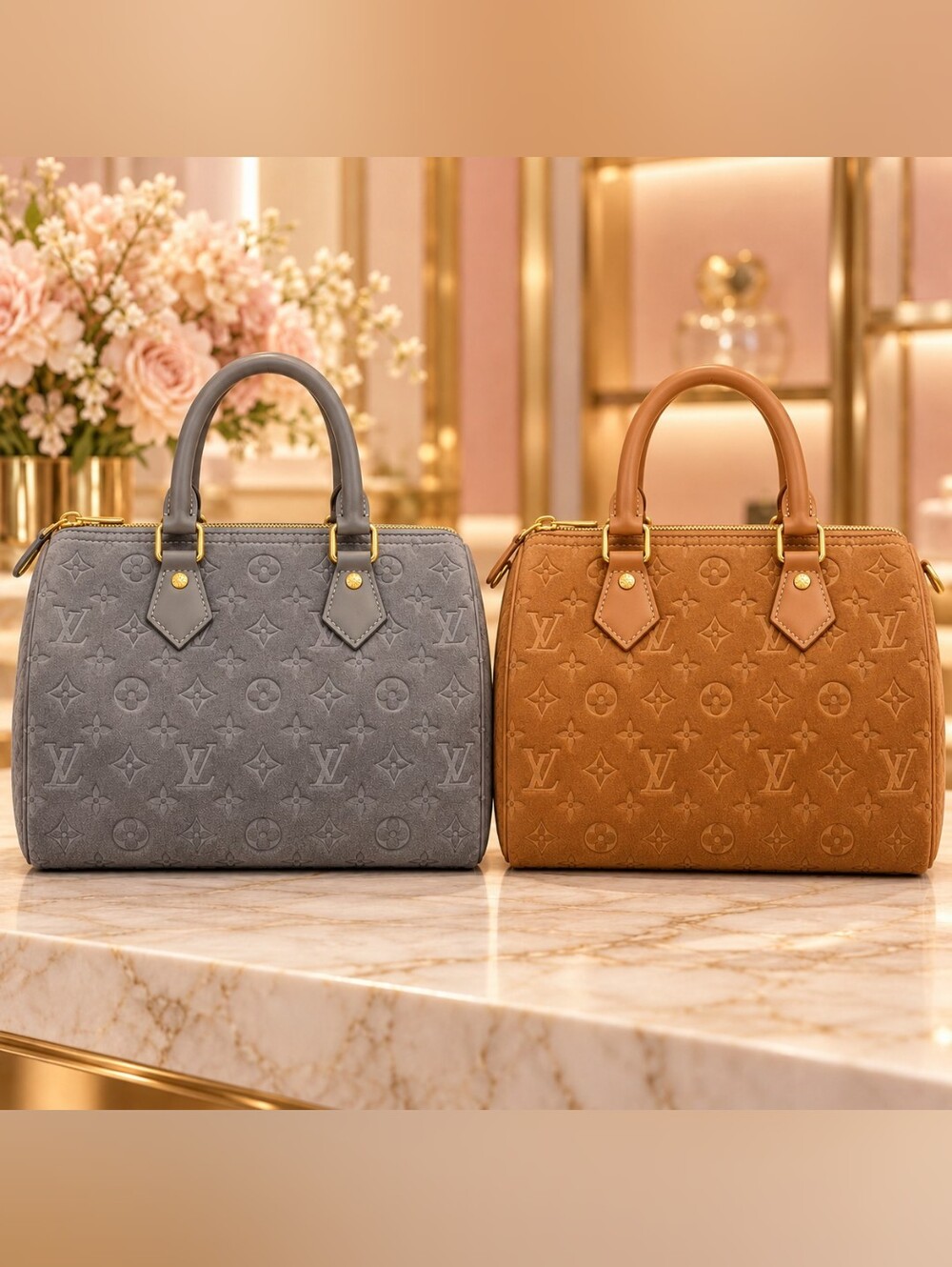 Suede Monogram Satchel 30cm Speedy